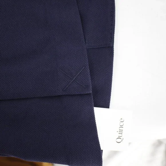 NWT Quince sport coat Mens medium Cotton Pique Knit Blazer Navy patch pockets